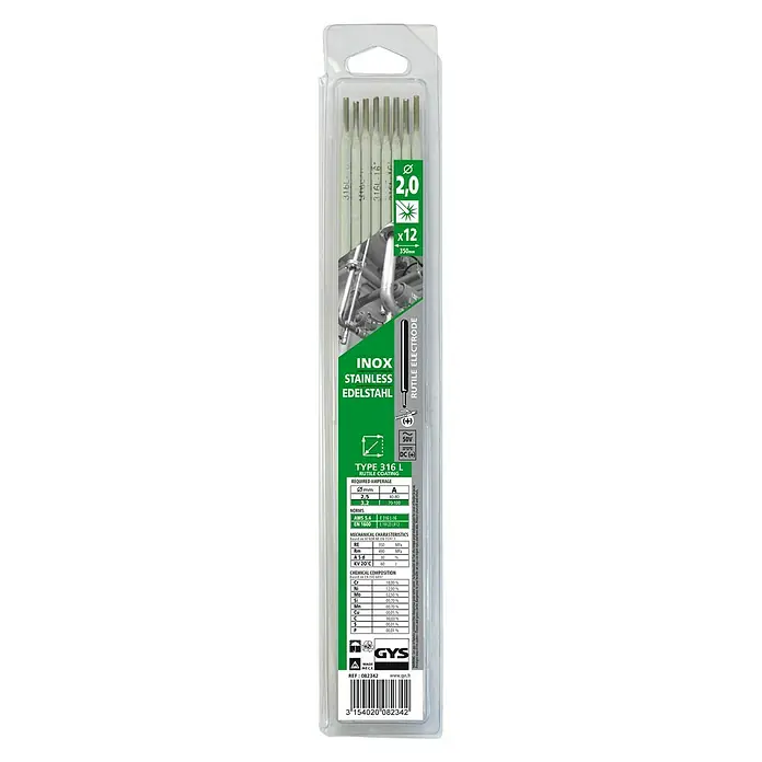 Gys Edelstahl-Elektrode 316 L - Durchmesser: 2 mm, 12 Stk. - Vorderansicht