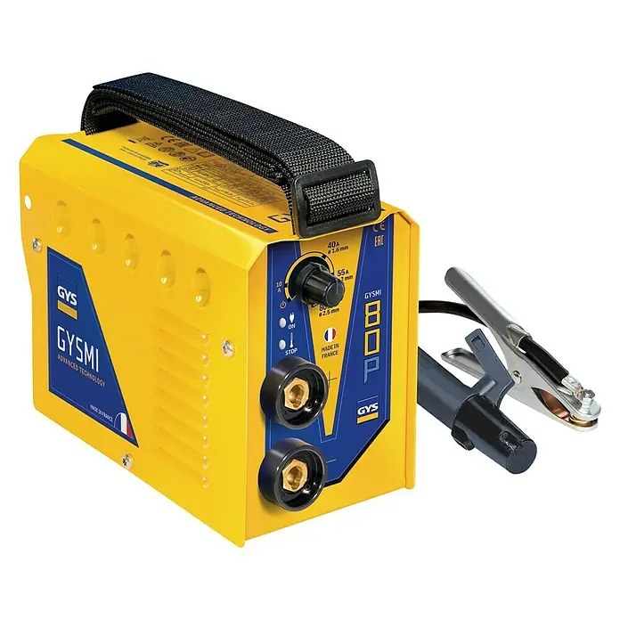 Gys Elektrodenschweißgerät GYSMI 80P - Schweißstrom: 10 - 80 A, Elektrodenstärke: 1,6 - 2,5 mm - Diagonale Ansicht