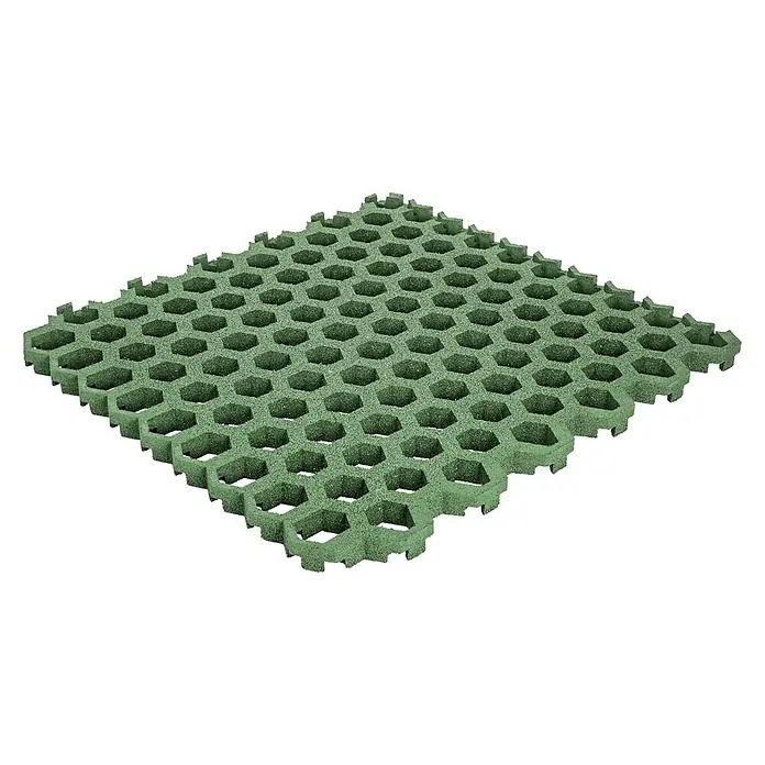 Gum-tech Rasengitterplatte Hexagon - Grün, L x B x H: 106 x 99 x 4,5 cm, Gummi - Diagonale Ansicht