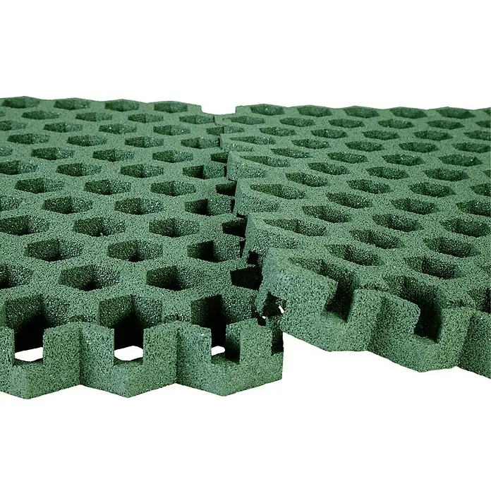 Gum-tech Rasengitterplatte Hexagon - Grün, L x B x H: 106 x 99 x 4,5 cm, Gummi - Detailaufnahme
