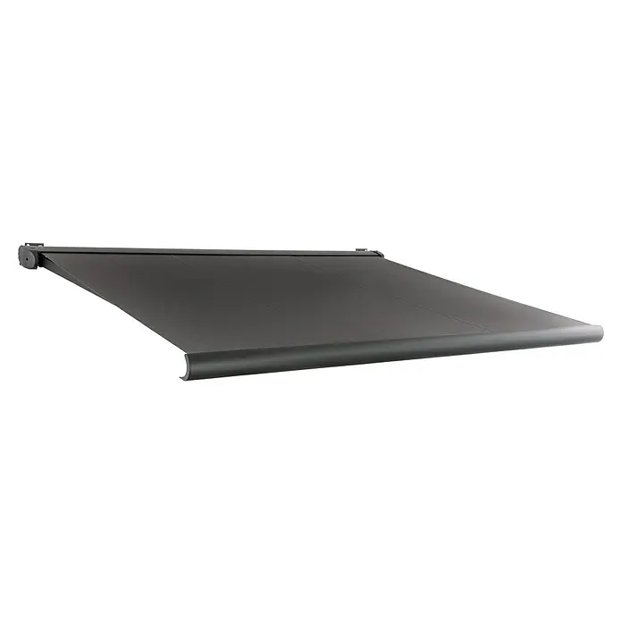Vollkassettenmarkise Lion - Dunkelgrau, Farbe Gestell: Anthrazit, Breite: 4 m, Ausfall: 3 m - Diagonale Ansicht