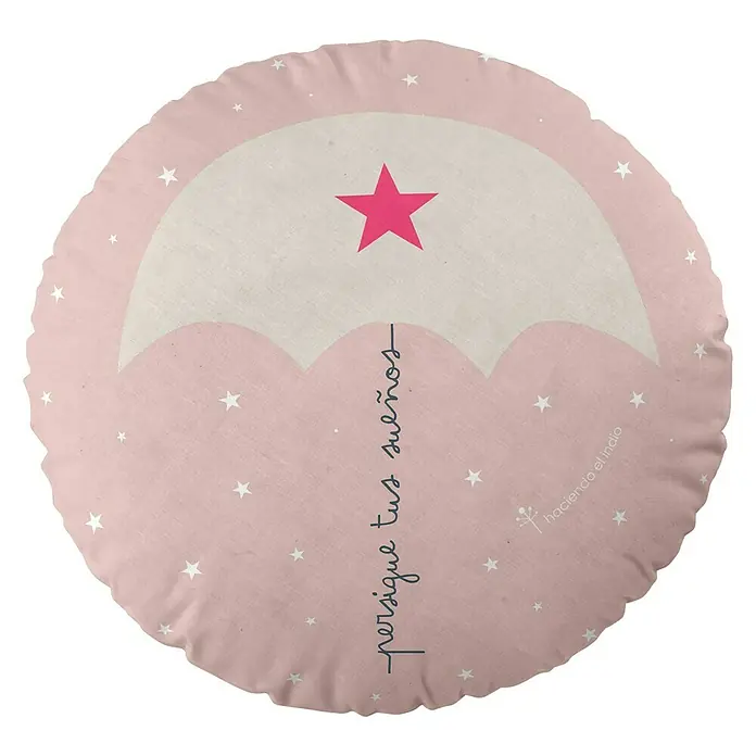 Cojín circular Luna-Paraguas - Multicolor, Diámetro: 40 cm, 100% algodón - Vista frontal