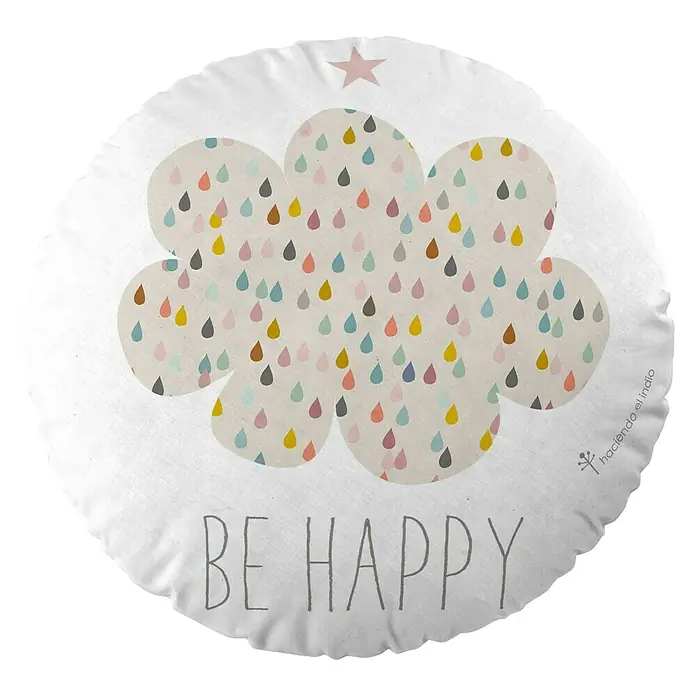 Cojín circular Árbol-Nube - Multicolor, Diámetro: 40 cm, 100% algodón - Vista frontal