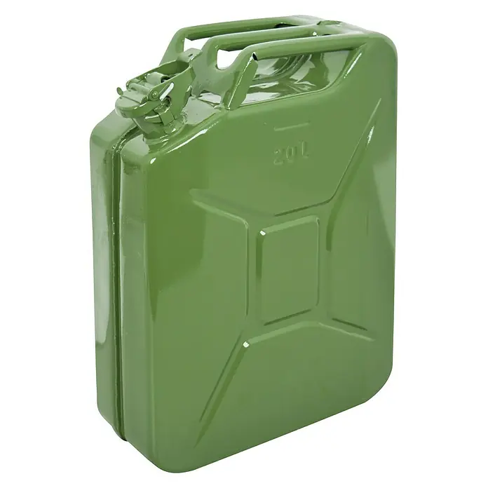 Carpoint Benzine jerrycan Groen Metaal - Metalen jerrycan, 20 l - Diagonaal zicht