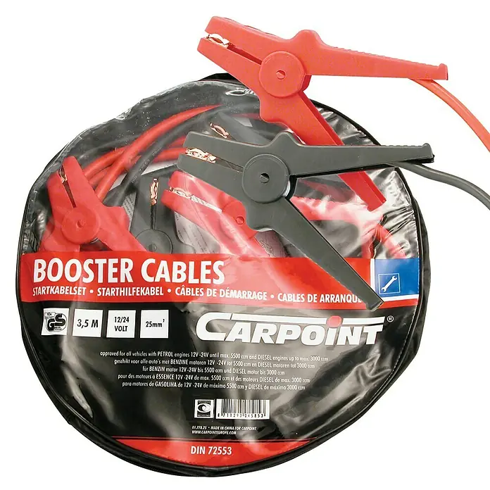 Carpoint Startkabel Set 25 mm² TUV/GS/DIN - Benzinemotoren tot 2.500 cm³, 3,5 m - Vooraanzicht