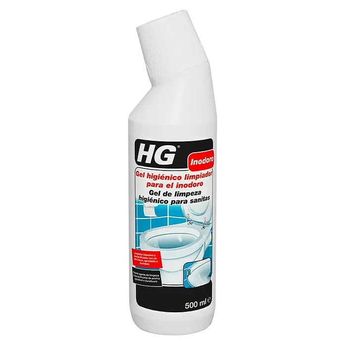 HG Limpiador higiénico gel para inodoro - 500 ml, Botella - Vista frontal