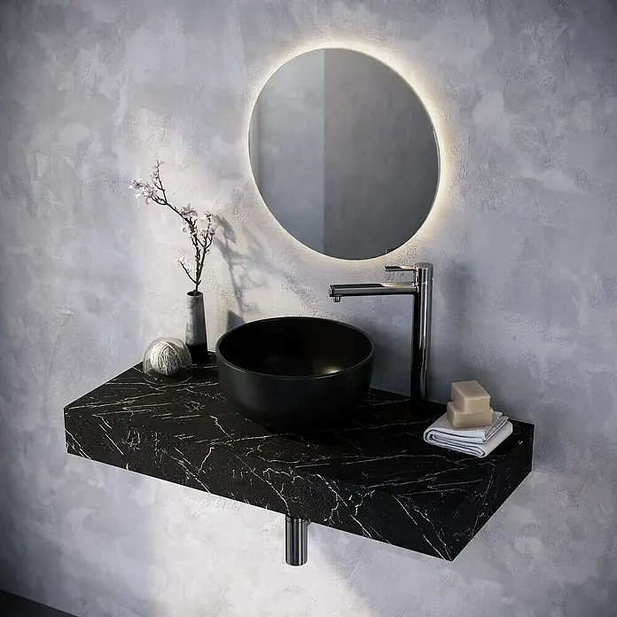 Lavabo de sobremesa Trenzo - 37 x 37 cm, Negro - Foto ambiente