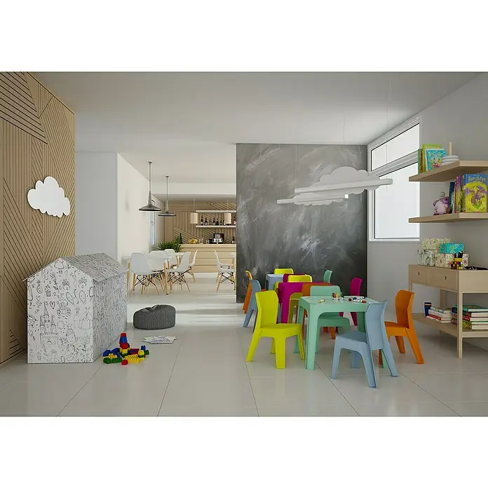 Mesa de jardín infantil Jan - L x An x Al: 70 x 60 x 45 cm, Fucsia - Foto ambiente
