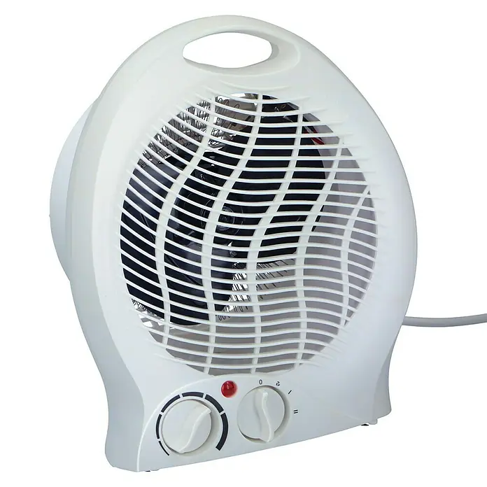 Calefactor de aire - 2.000 W, Blanco, 13 x 13 x 29 cm - Vista angular