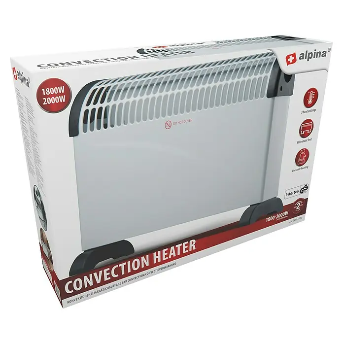 Convector - 2.000 W, 38,5 x 53 x 20 cm, Blanco - Vista angular