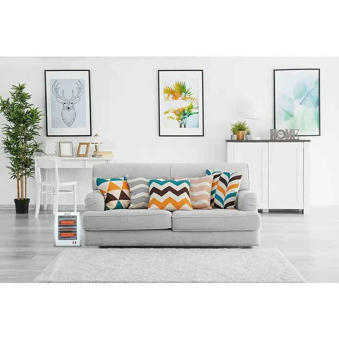 Estufa de cuarzo - 800 W, Blanco, Altura: 34 cm - Foto ambiente