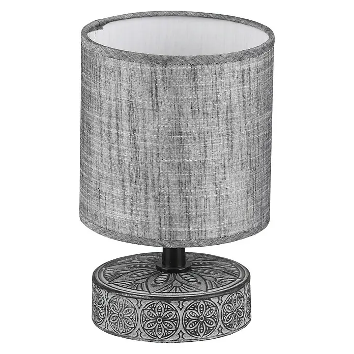 Trio Lighting Lámpara de sobremesa redonda Marie - 28 W, Ø x Al: 130 mm x 20,5 cm, Gris, E14 - Vista frontal