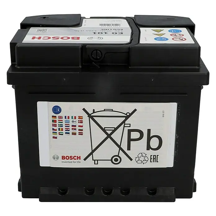 Bosch Autobatterie Eco Line SLI - Kapazität: 35 Ah, 12 V, Ergonomischer Tragegriff - Vorderansicht