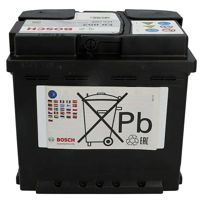 Bosch Autobatterie Eco Line SLI - Kapazität: 44 Ah, 12 V, Ergonomischer Tragegriff - Vorderansicht