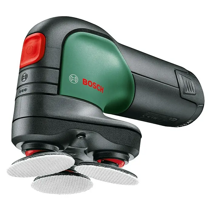 Bosch Akku-Tellerschleifer EasyCurvSander 12 - 12 V, 1 Akku, 2 Ah, Leerlaufschwingzahl: 800 U/min - 1.800 U/min - Diagonale Ansicht