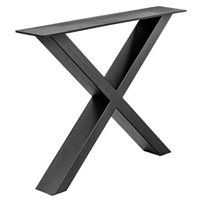 Pur Iternal Black Edition Tischbein Strong - 900 x 180 x 712 mm, Schwarz, X-Form, Passend für: Tischplatten Breite ≥ 100 cm, 2 Stk. - Diagonale Ansicht