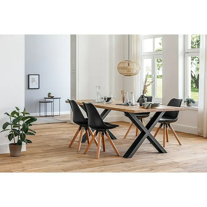 Pur Iternal Black Edition Tischbein Strong - 900 x 180 x 712 mm, Schwarz, X-Form, Passend für: Tischplatten Breite ≥ 100 cm, 2 Stk. - Stimmungsaufnahme