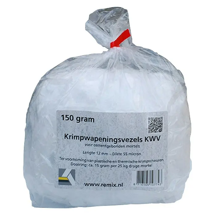 Remix Wapeningsvezel Krimp KWV 150 gram - Lengte: 12 mm - Vooraanzicht