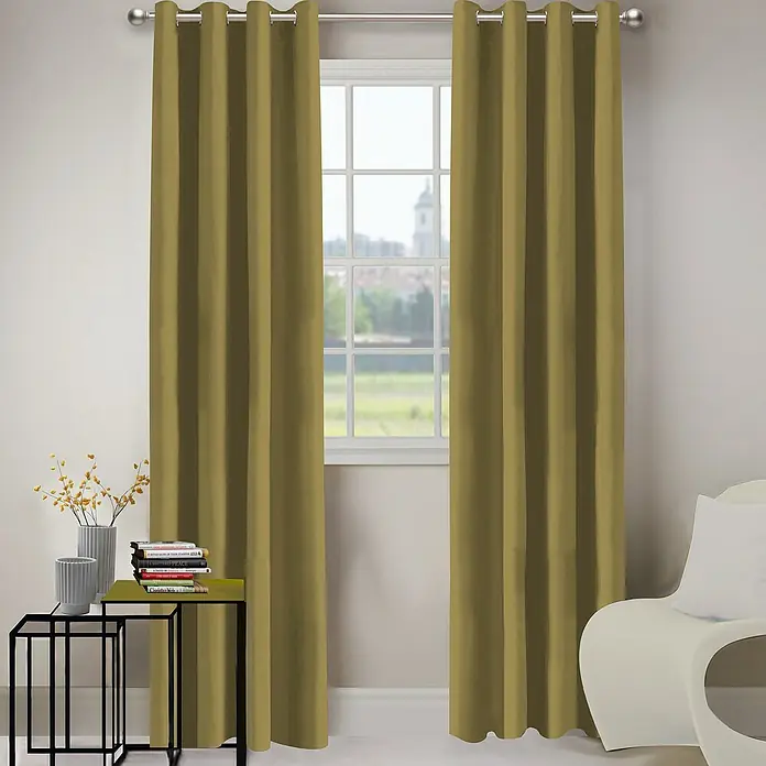 Cortina con ollaos Atlan - 140 x 260 cm, 100% poliéster, Lino - Foto ambiente