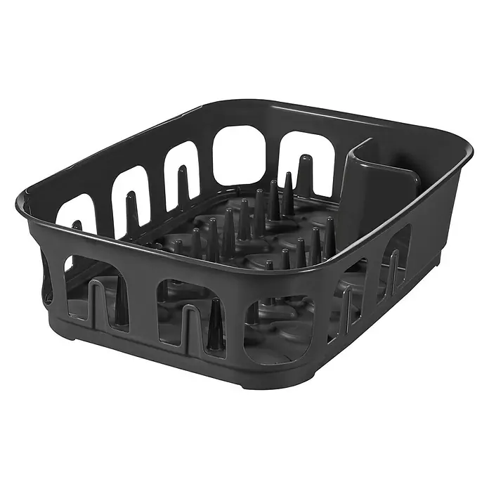 Curver Geschirrkorb Essentials - L x B x H: 29,1 x 39,1 x 10,9 cm, Kunststoff, Anthrazit - Diagonale Ansicht