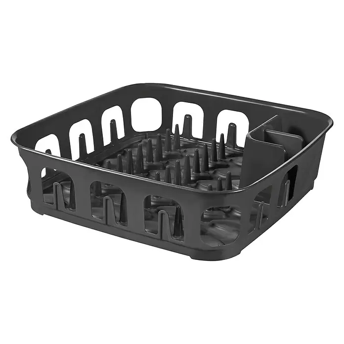Curver Geschirrkorb Essentials - L x B x H: 39,1 x 39,1 x 10,9 cm, Kunststoff, Anthrazit - Diagonale Ansicht