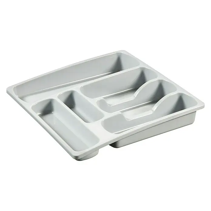 Curver Besteckkasten - L x B x H: 39 x 38 x 6,5 cm, Kunststoff, Grau - Diagonale Ansicht