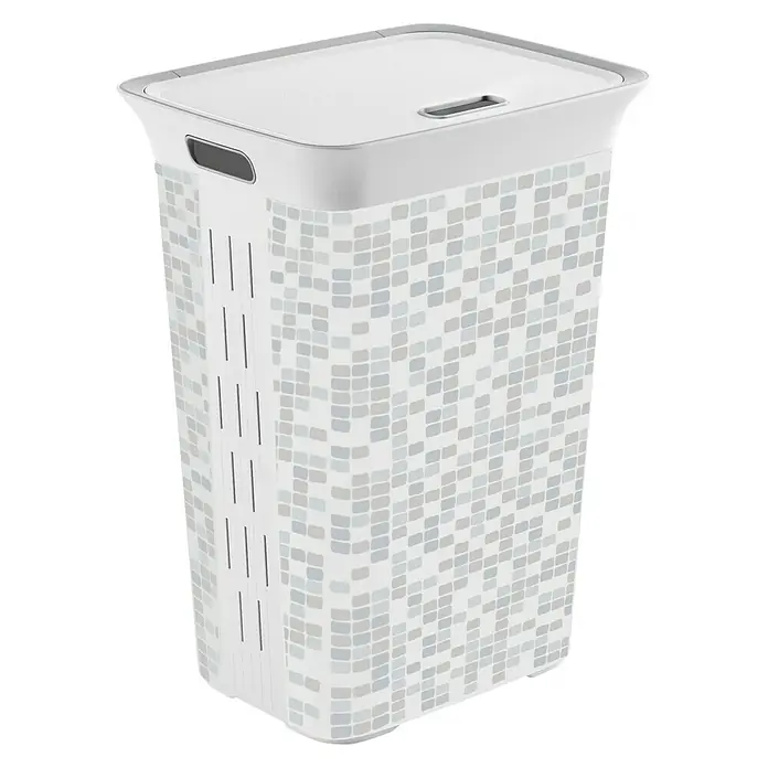 KIS Chic Wäschesammler Mosaic - 35 x 44 x 61 cm, Grau - Diagonale Ansicht