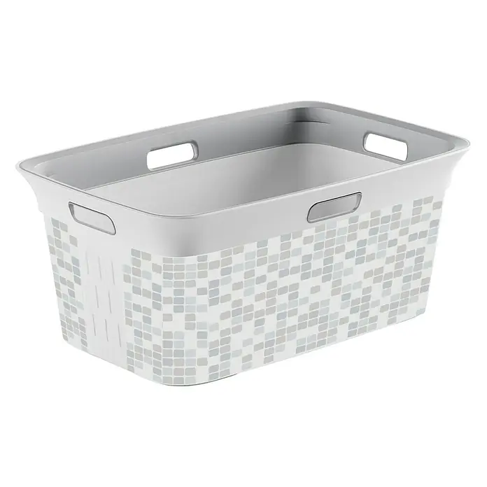 KIS Chic Wäschekorb Mosaic - L x B x H: 39 x 59 x 27 cm, Grau - Diagonale Ansicht
