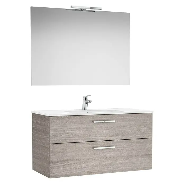 Roca Conjunto de mueble de baño Victoria - 100 cm, 2 piezas, Roble - Vista angular
