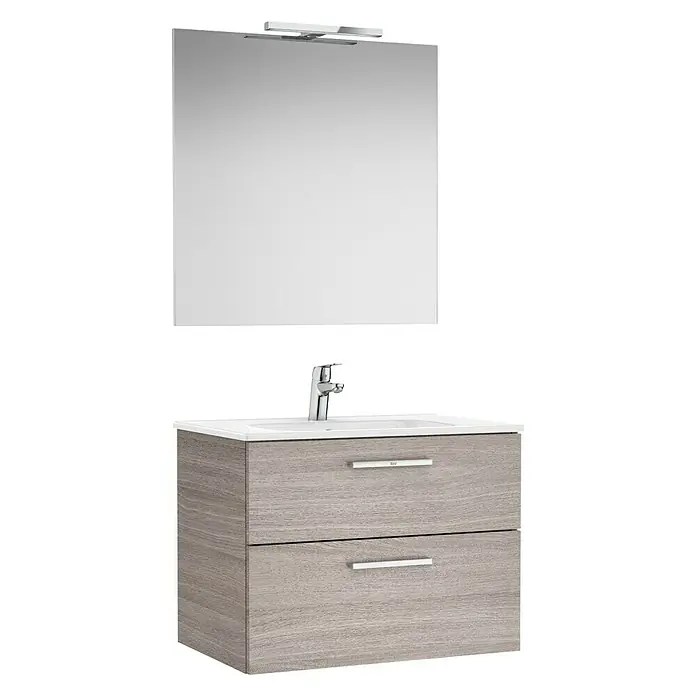 Roca Conjunto de mueble de baño Victoria - 70 cm, 2 piezas, Roble - Vista angular