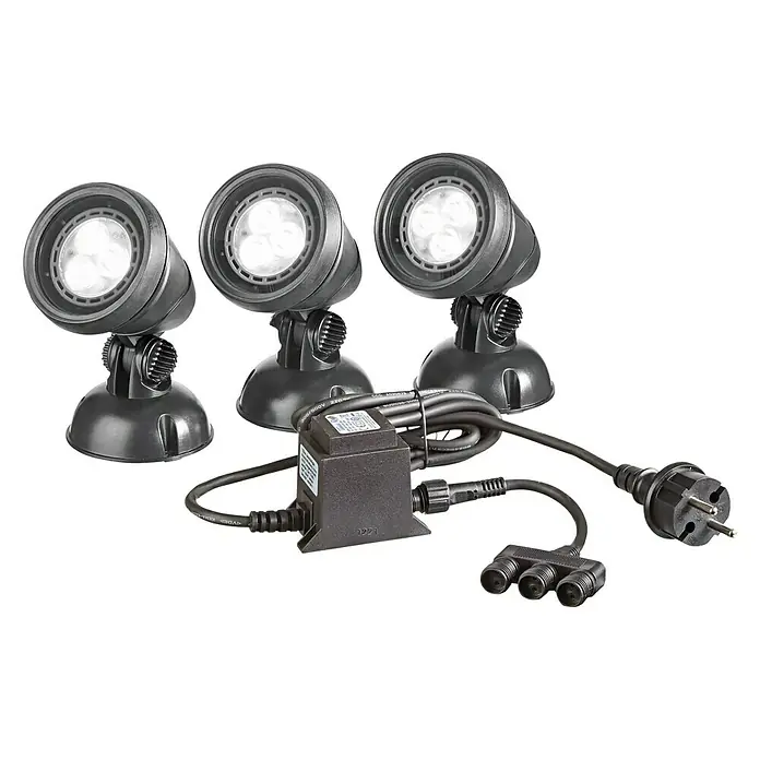 Oase LunAqua Unterwasserstrahler Classic LED Set 3 - 3 Stk., 5 W, Mit Trafo - Diagonale Ansicht