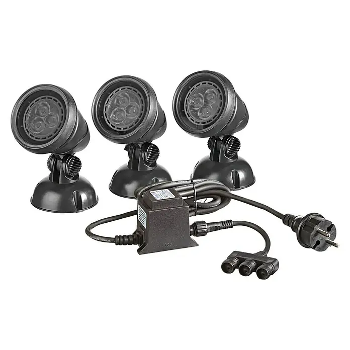 Oase LunAqua Unterwasserstrahler Classic LED Set 3 - 3 Stk., 5 W, Mit Trafo - Diagonale Ansicht