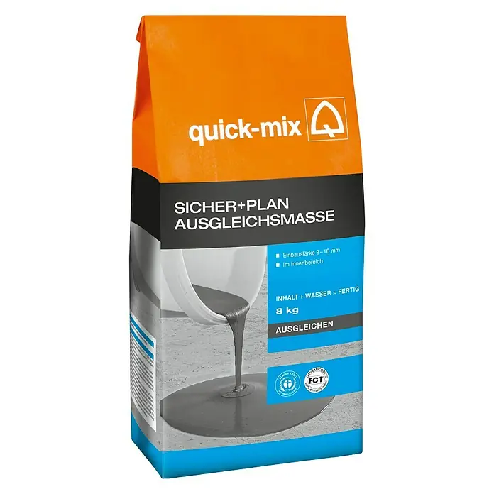 Quick-Mix Ausgleichsmasse Sicher+Plan - 8 kg, Schichtdicke: 1 - 10 mm - Vorderansicht