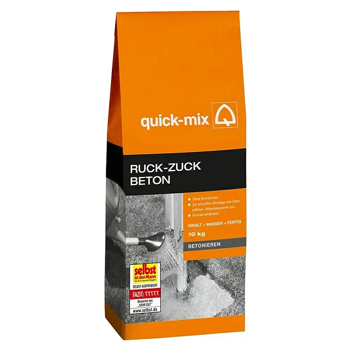 Quick-Mix Trocken-Fertigbeton Ruck Zuck - 10 kg - Vorderansicht