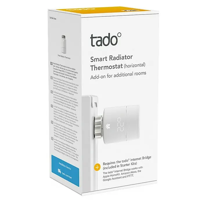 Tado Smartes Termostato de radiador Universal - M30 x 1,5 mm, Funciona con pilas - Vista angular