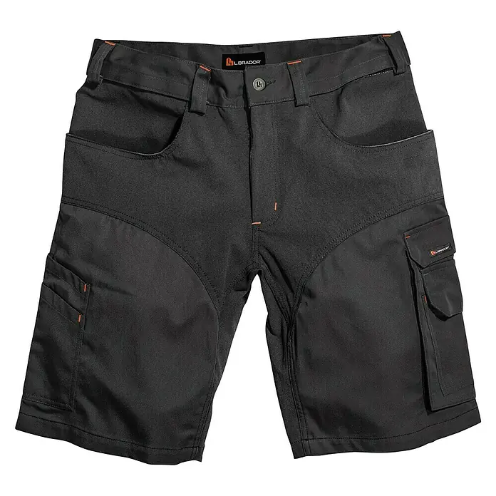 L.Brador Herren-Arbeitsshorts 1490 B - 48, Schwarz - Vorderansicht