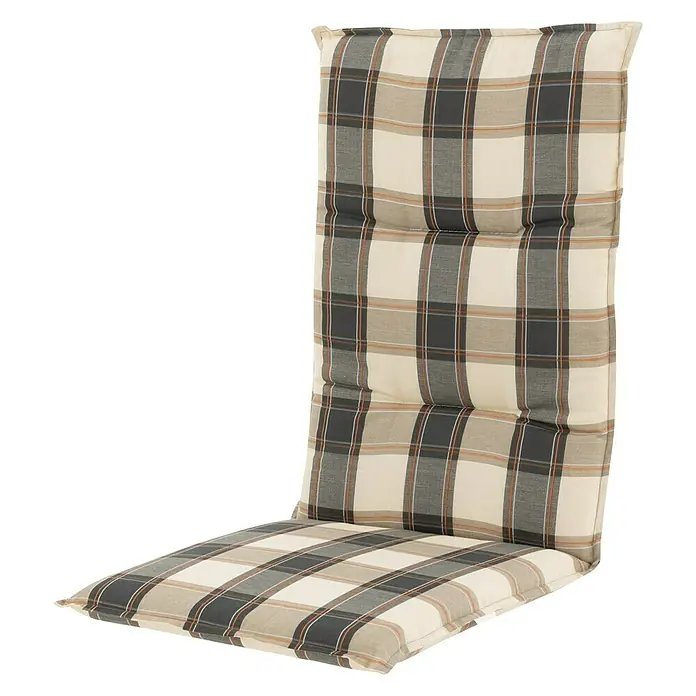Doppler Gartenmöbel-Auflage Spot - Hochlehner, Weiß, Schwarz, L x B x H: 118 x 48 x 5 cm, Baumwoll-Polyester-Mischgewebe - Diagonale Ansicht