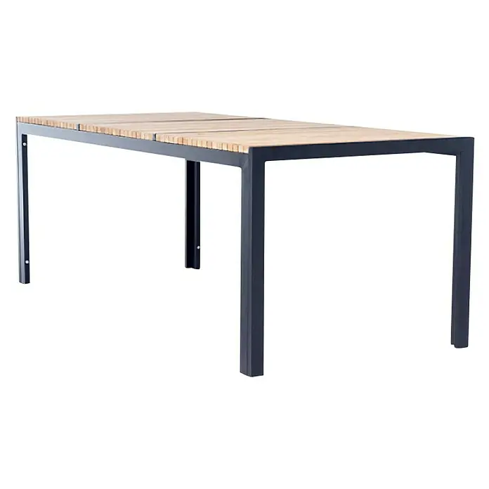 Vrtni stol Ekeby - D x Š: 200 x 74 cm, Antracitna-prirodno smeđa - Dijagonalni pogled