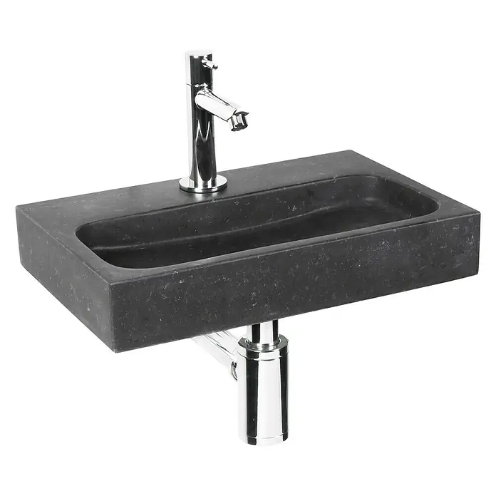 Differnz Wc-fontein Flat Small - 38 x 24 mm, Zwart - Diagonaal zicht