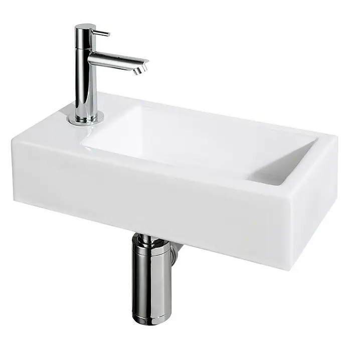 Differnz Wc-fontein Helios links - 36 x 18 cm, Wit - Diagonaal zicht