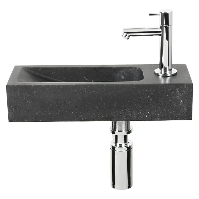 Differnz Wc-fontein Luxor - 38 x 14 cm, Zwart - Diagonaal zicht