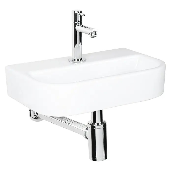 Differnz Wc-fontein Ovale Small - 38 x 24 cm, Wit - Diagonaal zicht