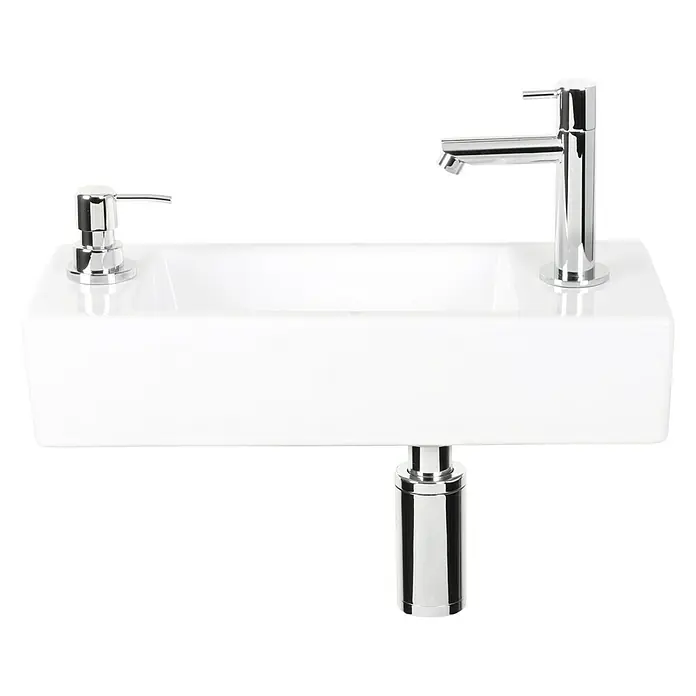 Differnz Wc-fontein Sapon - 44 x 18 cm, Wit - Zijaanzicht links