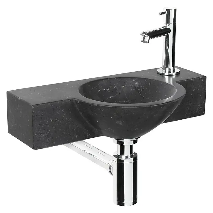 Differnz Wc-fontein Teti - 40 x 23 cm, Zwart - Diagonaal zicht