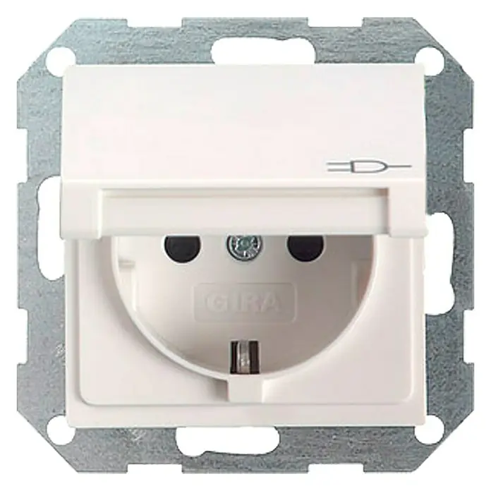 Gira System 55 Wandcontactdoos met klapdeksel 1-voudig - Stopcontact 1-voudig, Kunststof - Vooraanzicht