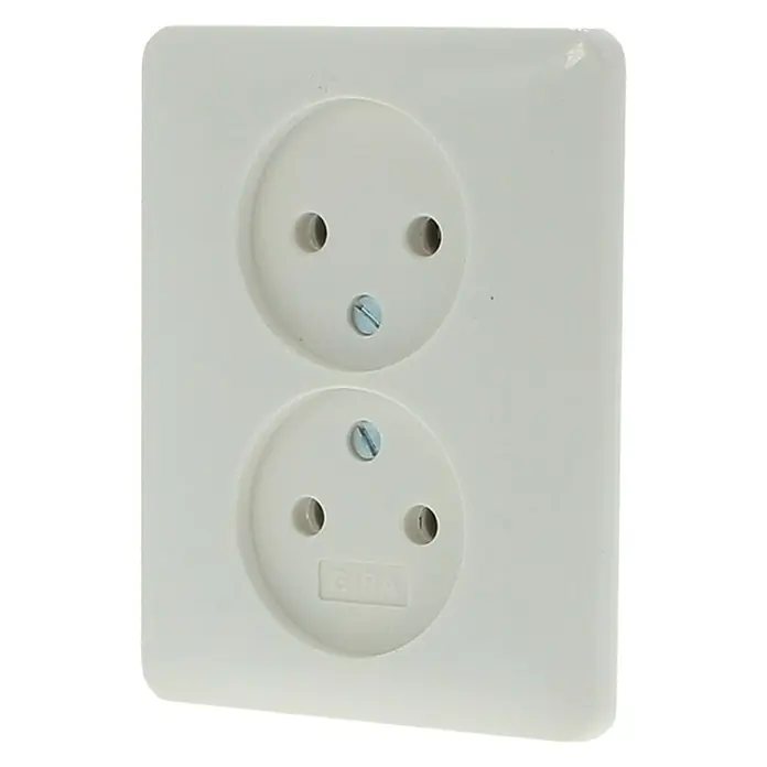 Gira System 55 Inbouwstopcontact zonder randaarde, 2-voudig - Stopcontact 2-voudig, Zonder aarding - Vooraanzicht