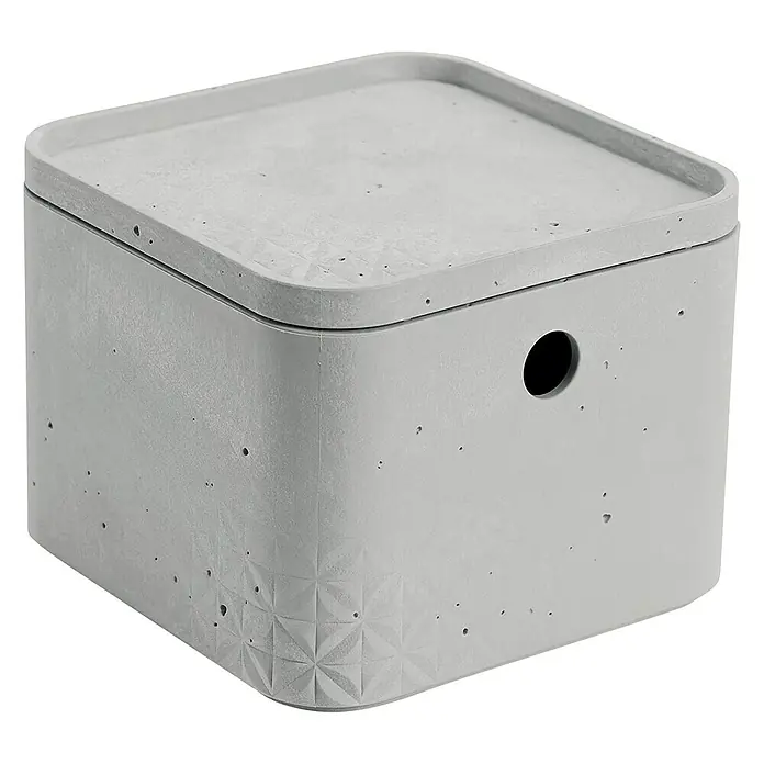 Curver Caja con tapa Beton - L x An x Al: 17 x 17 x 13 cm, Gris - Vista angular