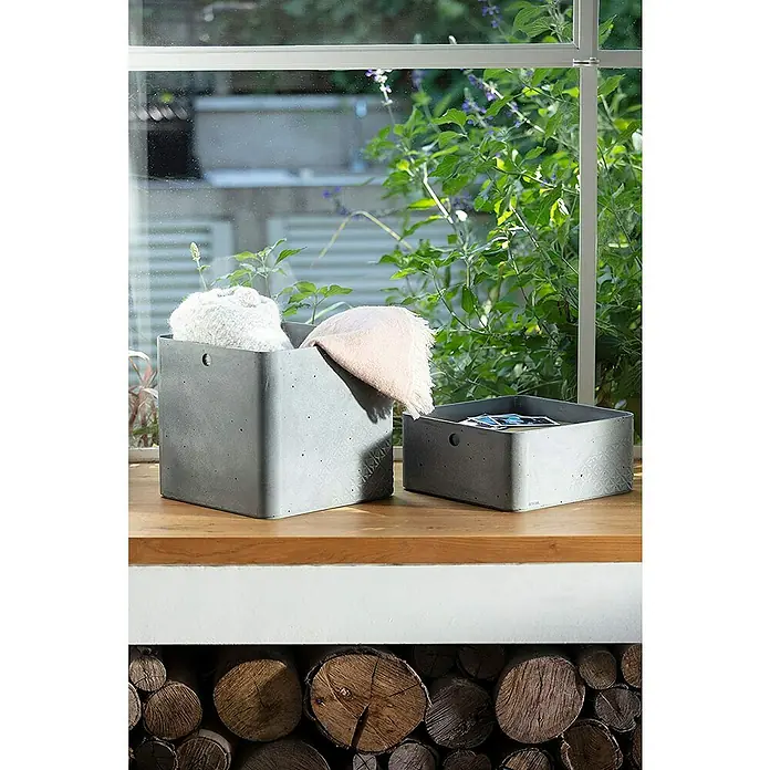 Curver Caja con tapa Beton - L x An x Al: 28 x 28 x 14 cm, Gris - Foto ambiente