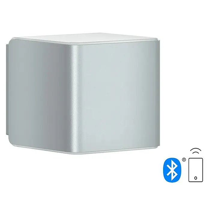 Steinel LED-Außenwandleuchte L 840 LED IHF SI - 9,1 W, 13,4 x 11 x 11 cm, Silber, IP44 - Diagonale Ansicht