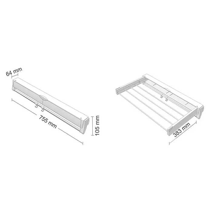 Artweger Wandwasrek ARTDRY 70 - Lengte waslijn: 4 m, Wit, Breedte: 75,5 cm